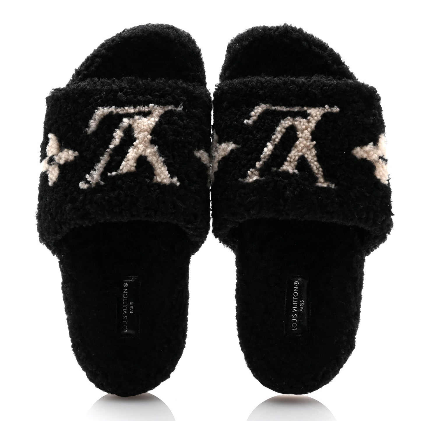 Shearling Monogram Giant Paseo Flat Comfort Mule 40 Black