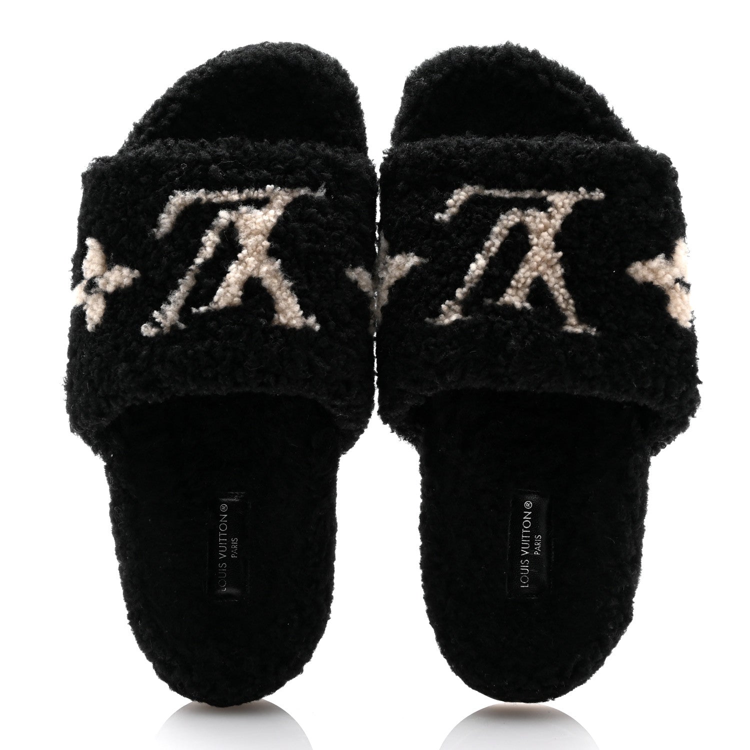 Louis Vuitton Shearling Monogram Giant Paseo Flat Comfort Mule 40 Black 2 of 9