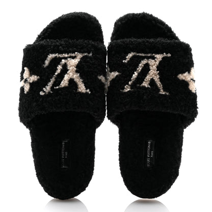 Louis Vuitton Shearling Monogram Giant Paseo Flat Comfort Mule 40 Black 2 of 9