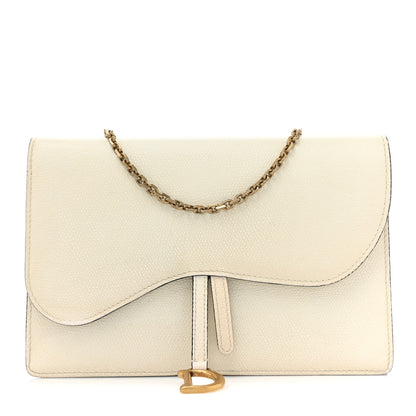 Christian Dior Grained Calfskin Saddle Chain Pouch Off White 1 of 22