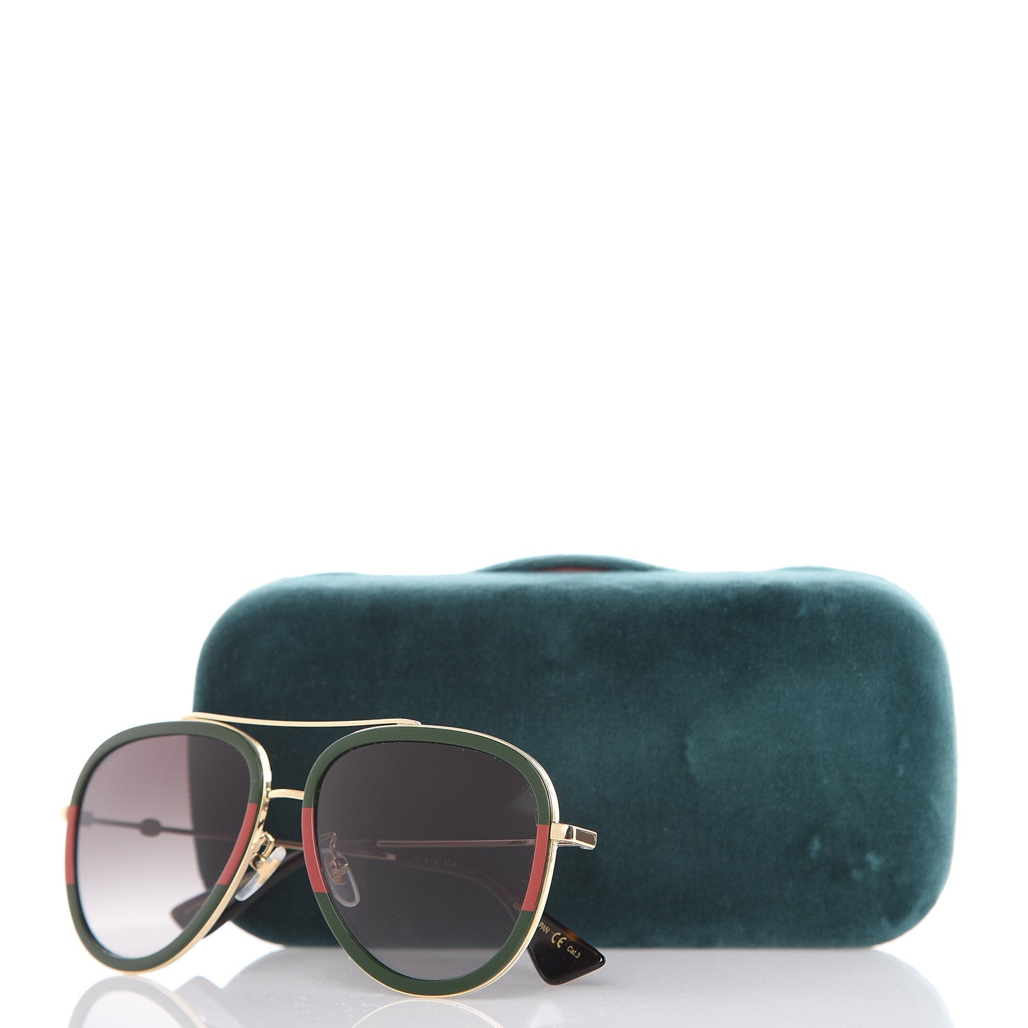 Gucci Web Aviator Sunglasses GG0062S Green Red 7 of 7
