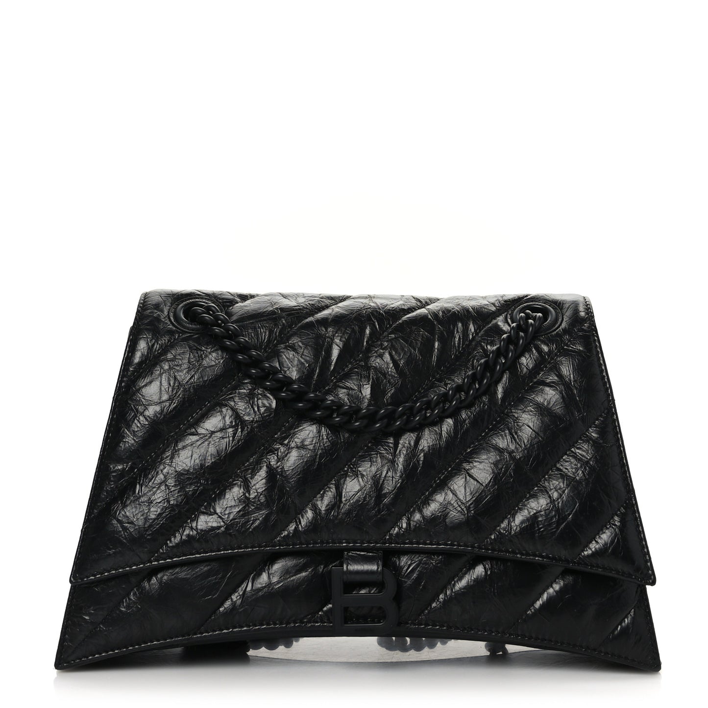 Crushed Calfskin Quilted Matte Black Hardware Medium Crush Chain Bag Black