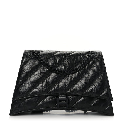 Balenciaga Crushed Calfskin Quilted Matte Black Hardware Medium Crush Chain Bag Black 1 of 9