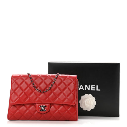 Chanel Lambskin Quilted Clutch With Chain Flap Red 11 of 11