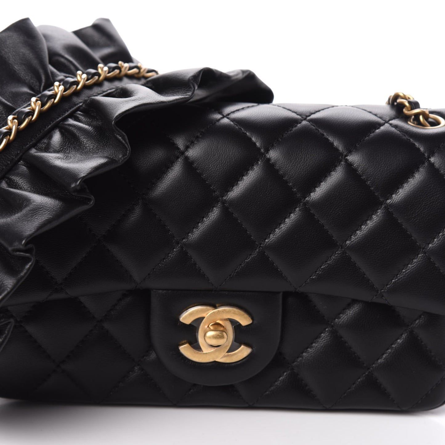 Lambskin Quilted Mini Romance Rectangular Flap Black