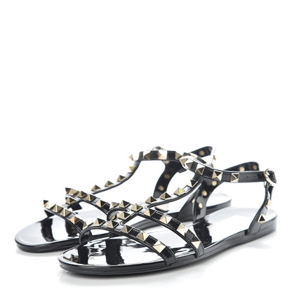 Valentino Garavani PVC Jelly Rockstud Caged Sandals 36 Black 3 of 7