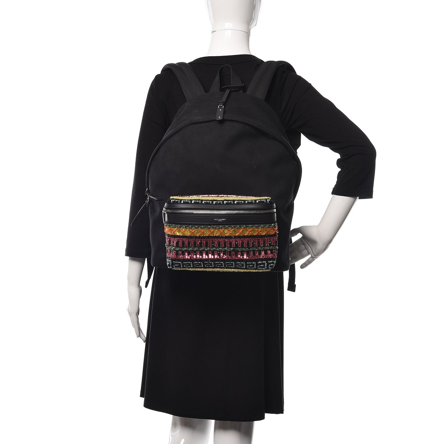 Canvas Sequins City Backpack Black