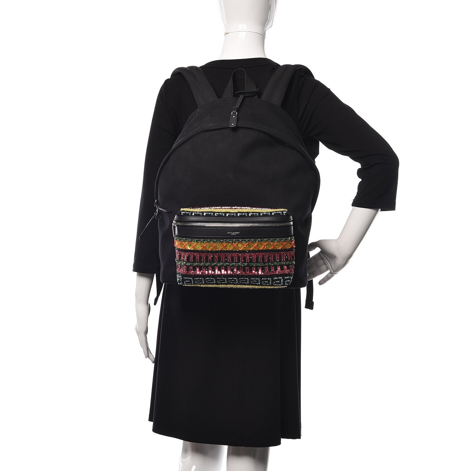 Saint Laurent Canvas Sequins City Backpack Black 2 of 11