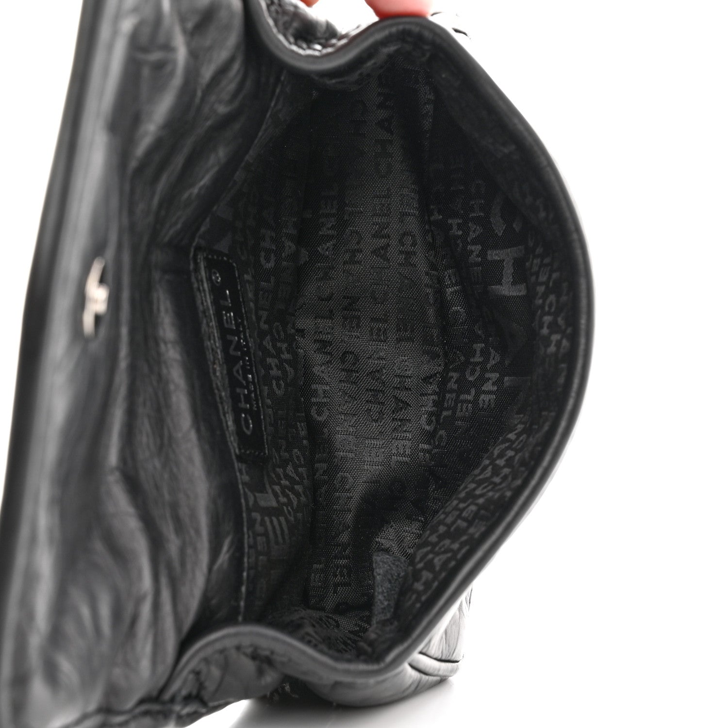 Chanel Aged Calfskin Quilted Logo Flap Belt Bag Black 5 of 11