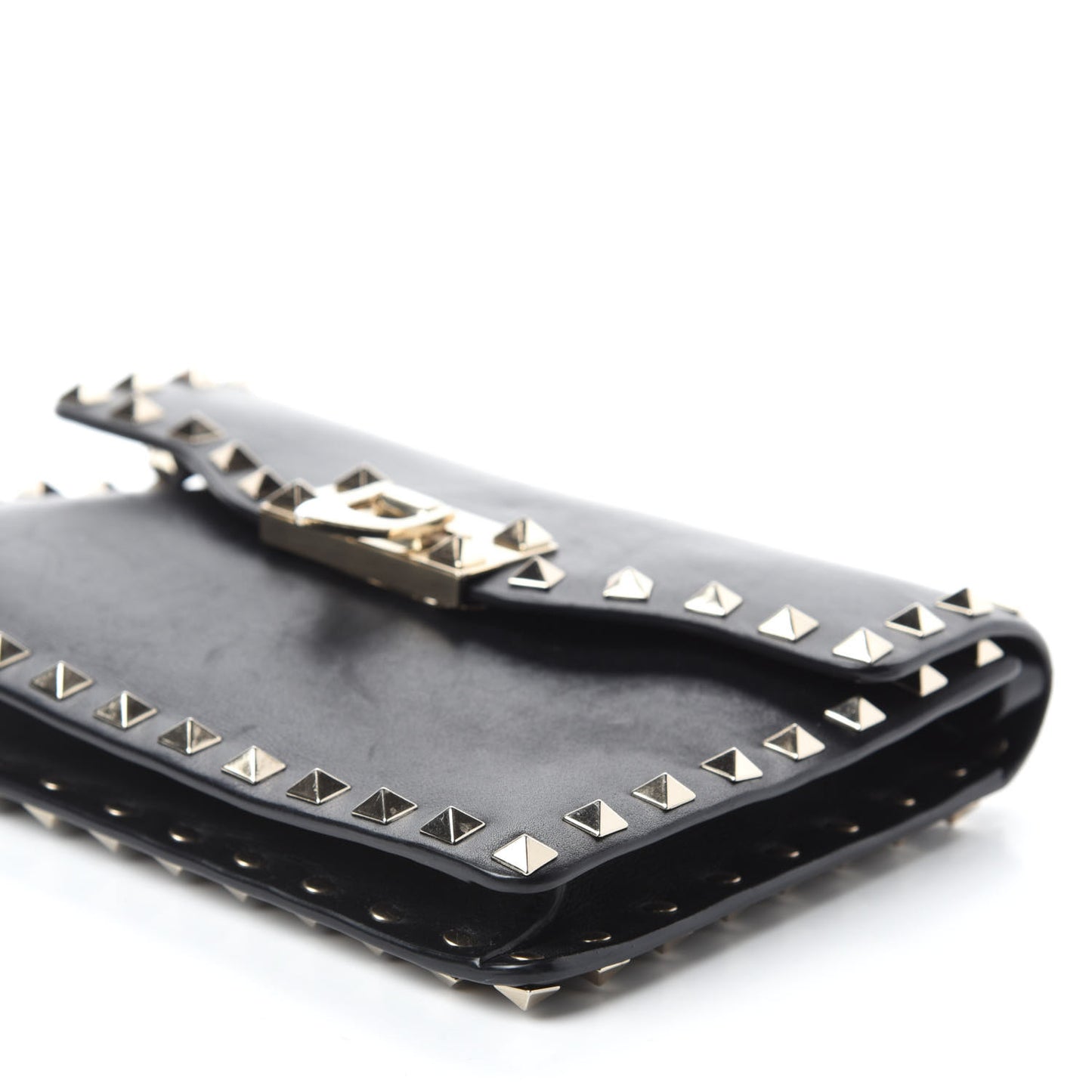 Vitello Rockstud Shoulder Flap Bag Black