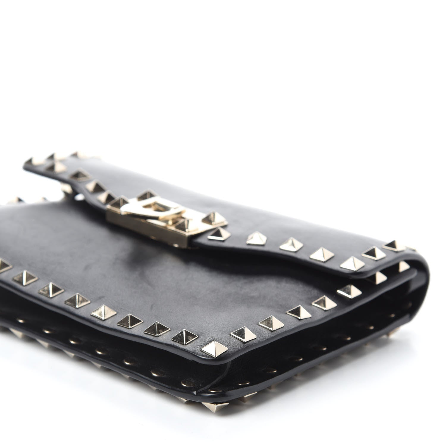 Valentino Garavani Vitello Rockstud Shoulder Flap Bag Black 7 of 10