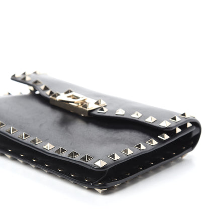 Valentino Garavani Vitello Rockstud Shoulder Flap Bag Black 7 of 10
