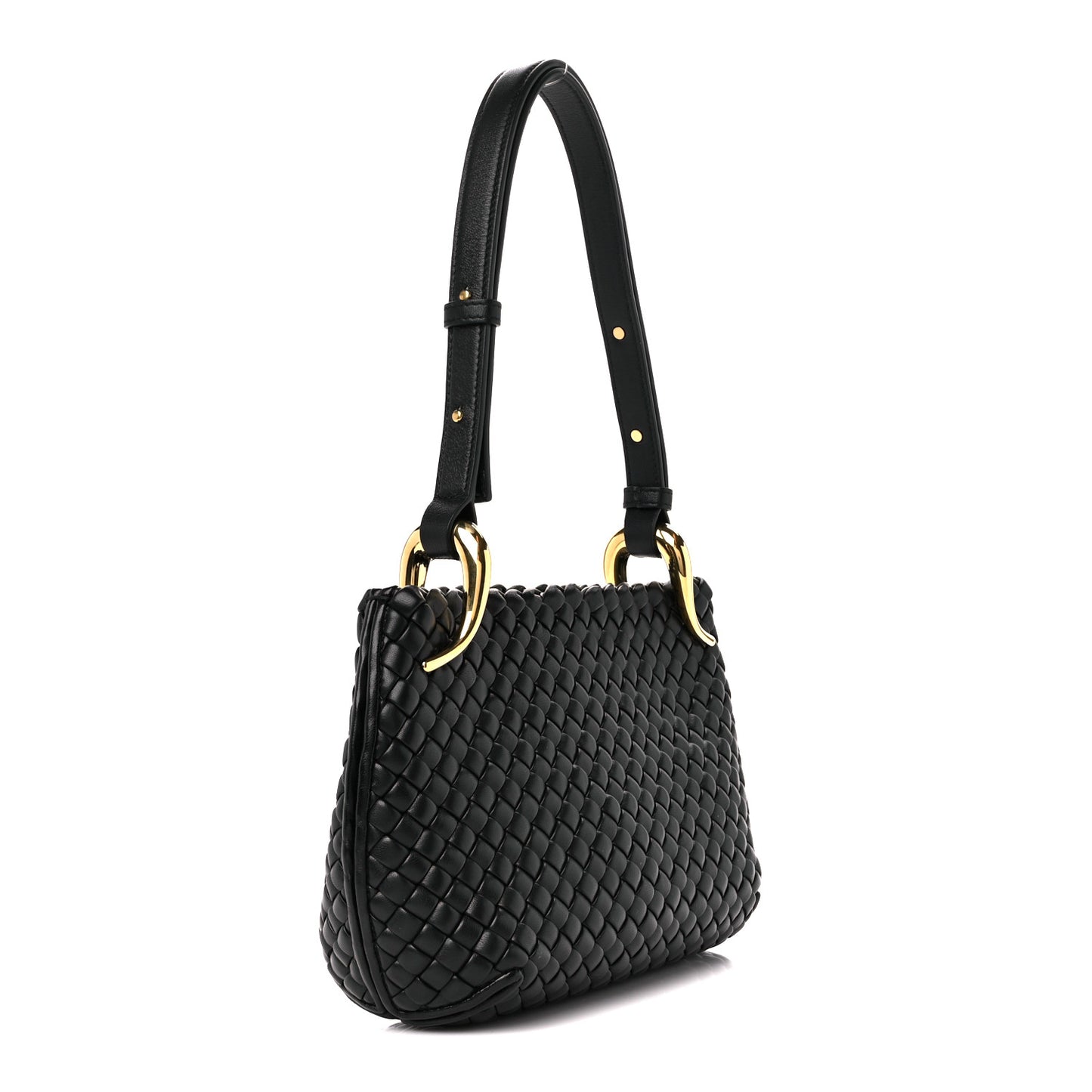 Nappa Intrecciato Small Clicker Shoulder Bag Black