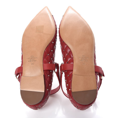 Valentino Garavani Lambskin Rockstud Spike Captoe Ballerina Flats 39 Rosso Gold 5 of 8