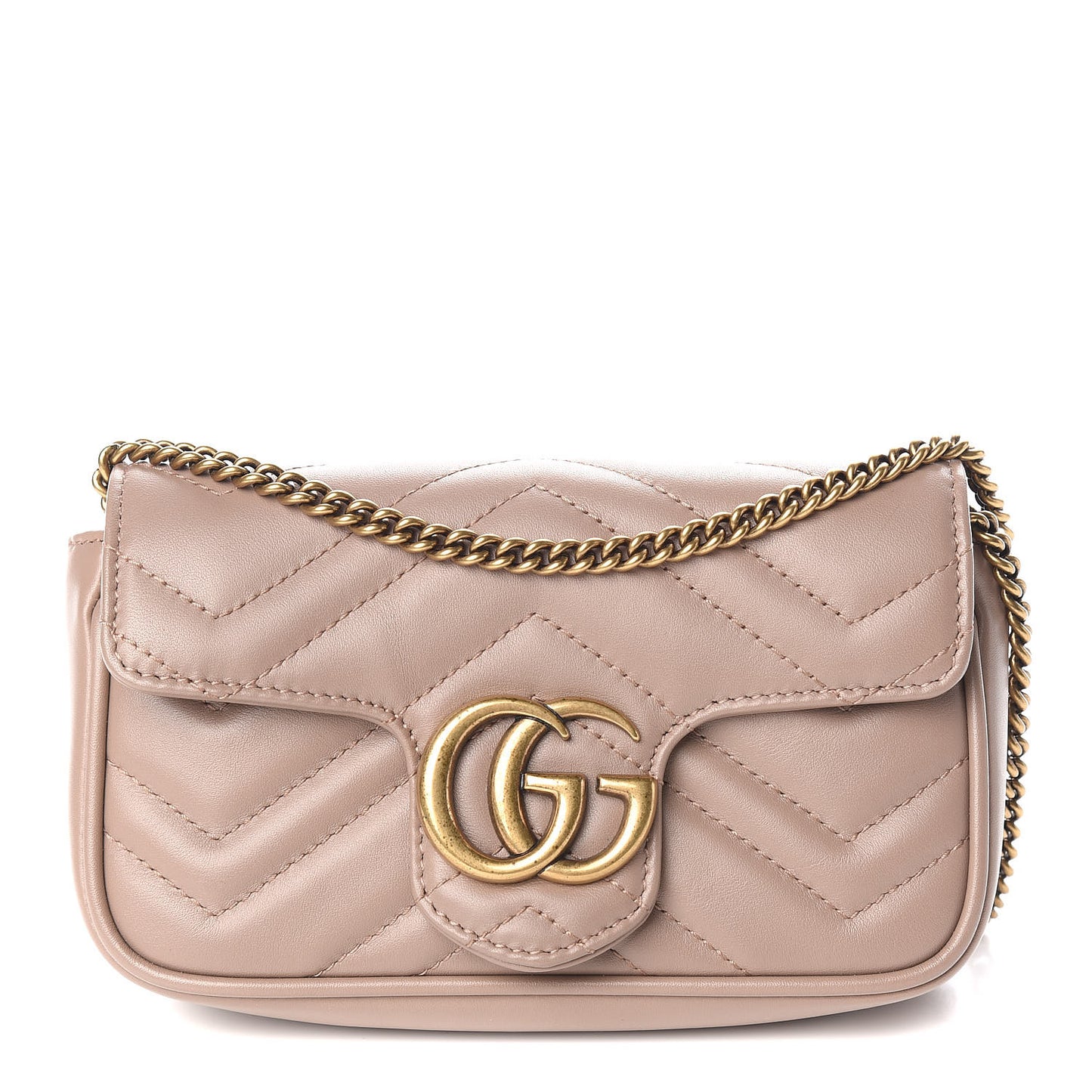 Calfskin Matelasse Super Mini GG Marmont Shoulder Bag Porcelain Rose