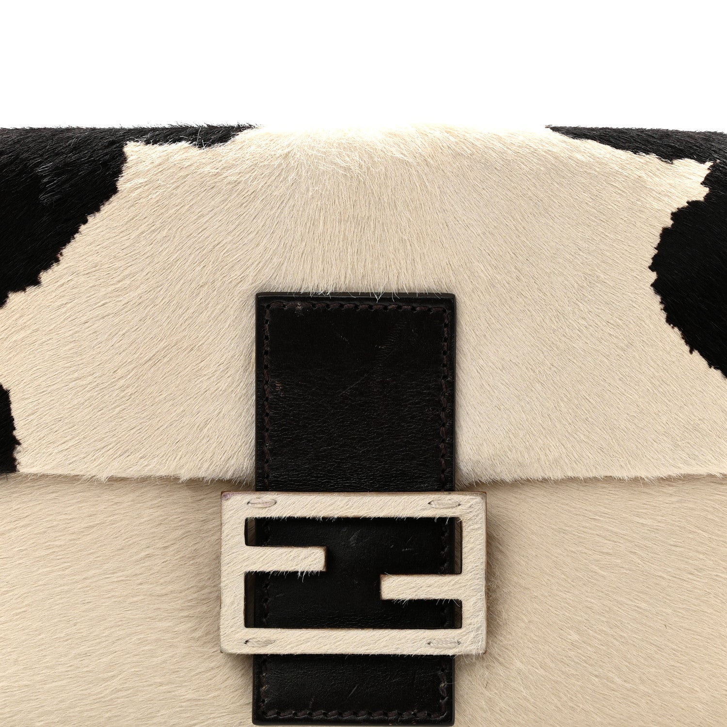 Fendi Calf Hair Cow Print Baguette Black White 8 of 10