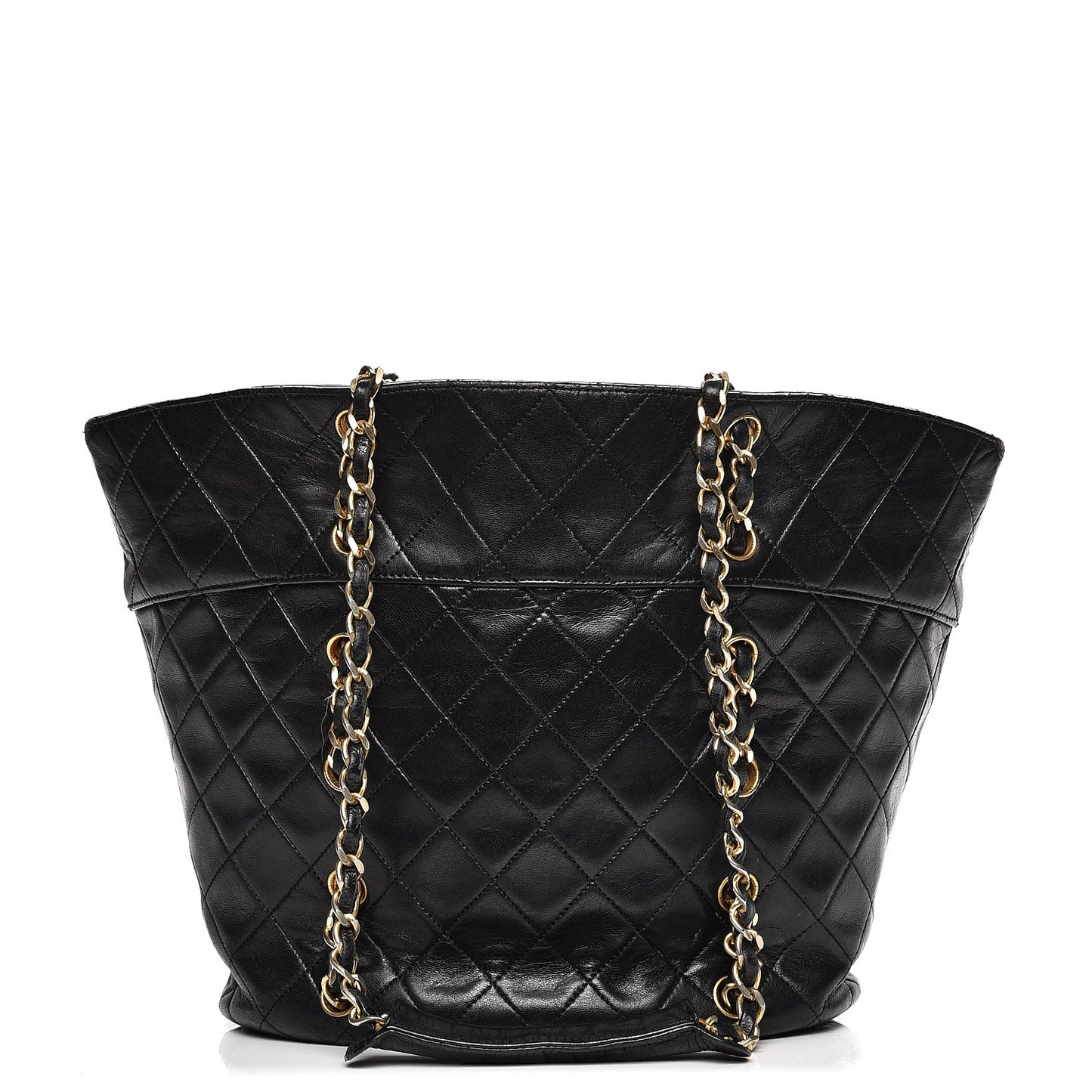 Lambskin Quilted Shopper Tote Black