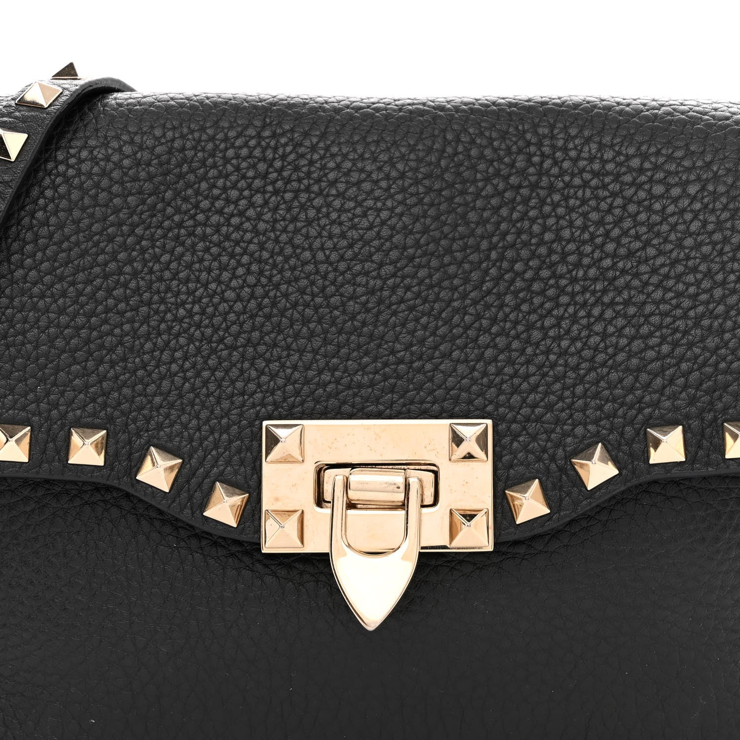 Valentino Garavani Pebbled Calfskin Medium Rockstud Flip Lock Crossbody Bag Black 7 of 12