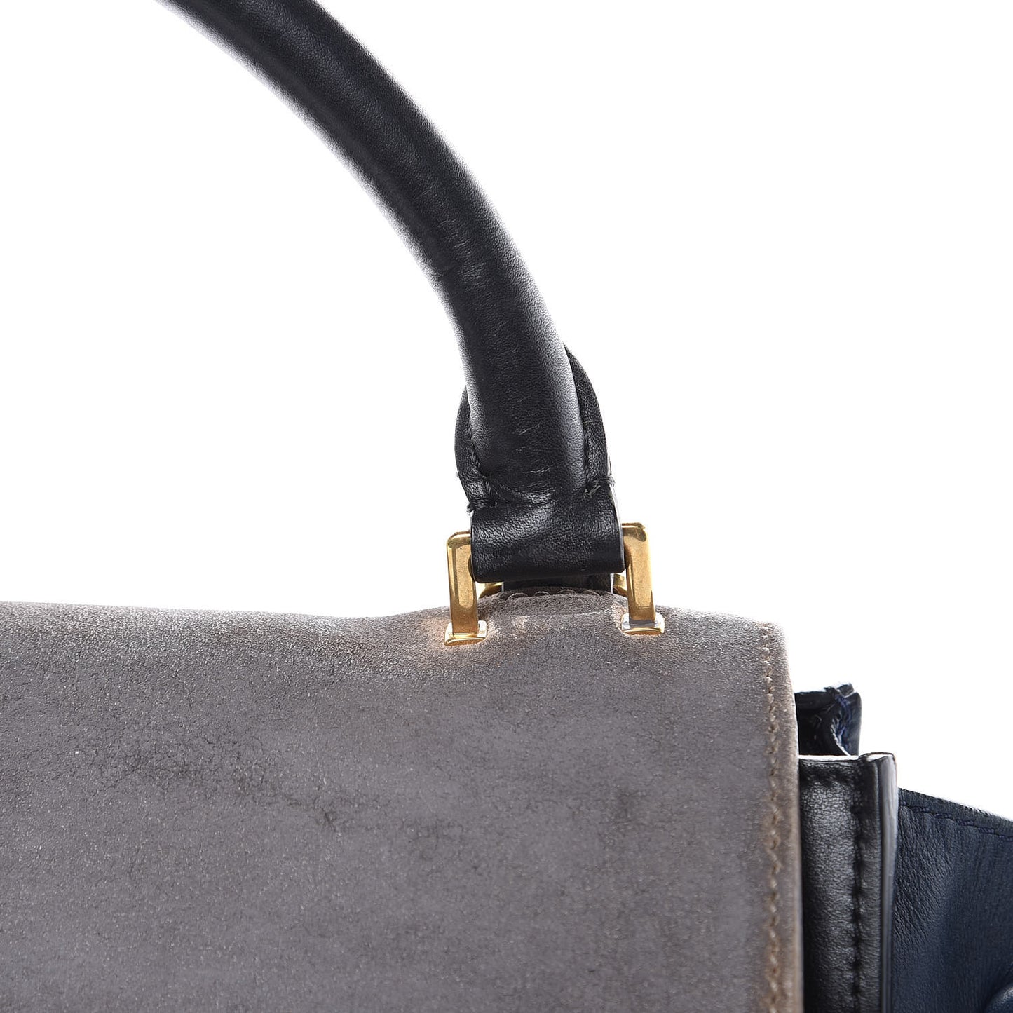 Calfskin Suede Medium Tri-Color Trapeze Grey
