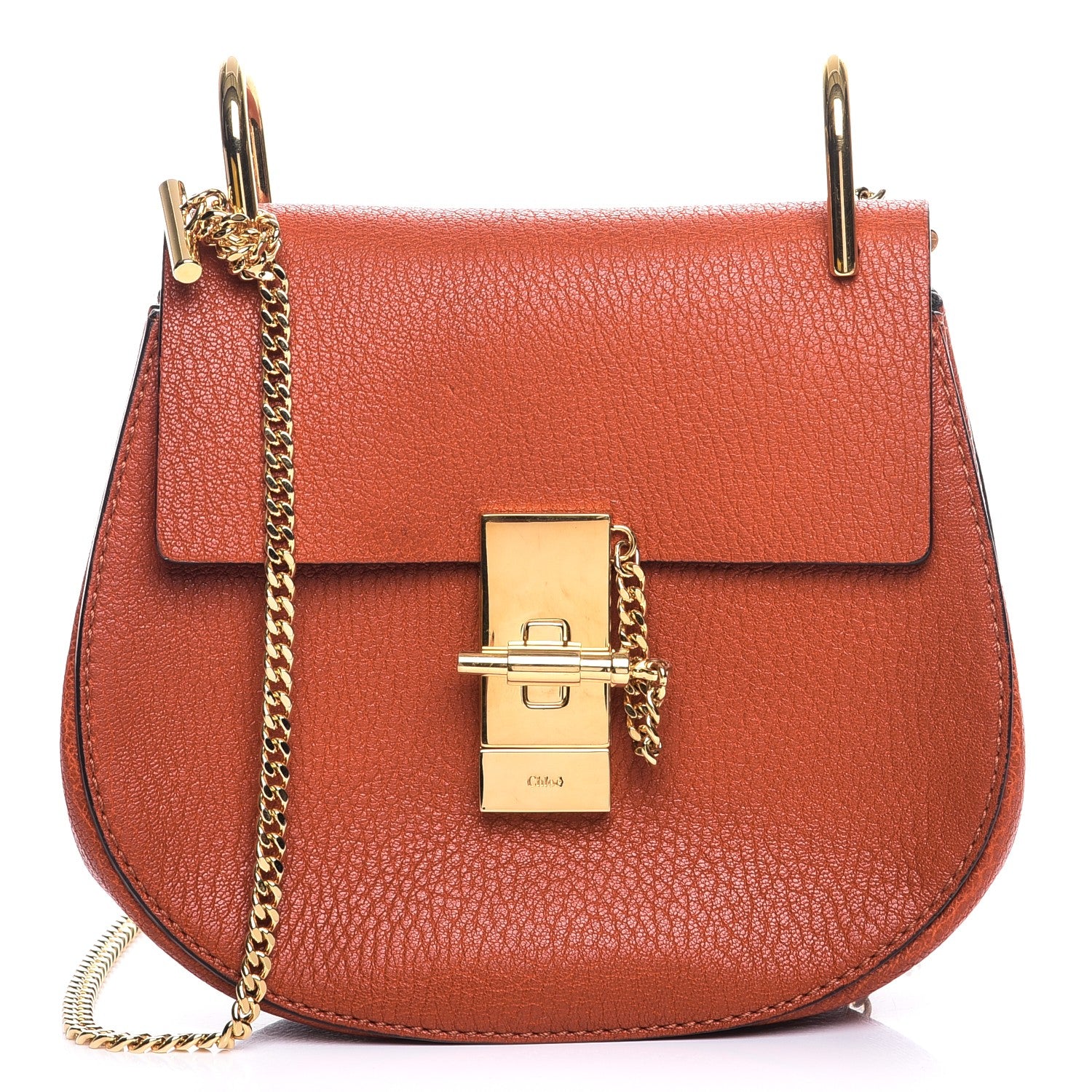 Chloe Grained Lambskin Mini Drew Shoulder Bag Foxy Orange 1 of 7