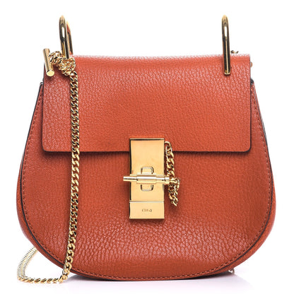 Chloe Grained Lambskin Mini Drew Shoulder Bag Foxy Orange 1 of 7