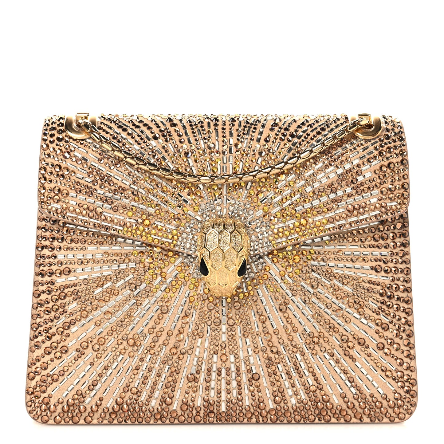 Suede Crystal Embellished Serpenti Forever Small Day-to-Night Crossbody Bag Gold Multicolor