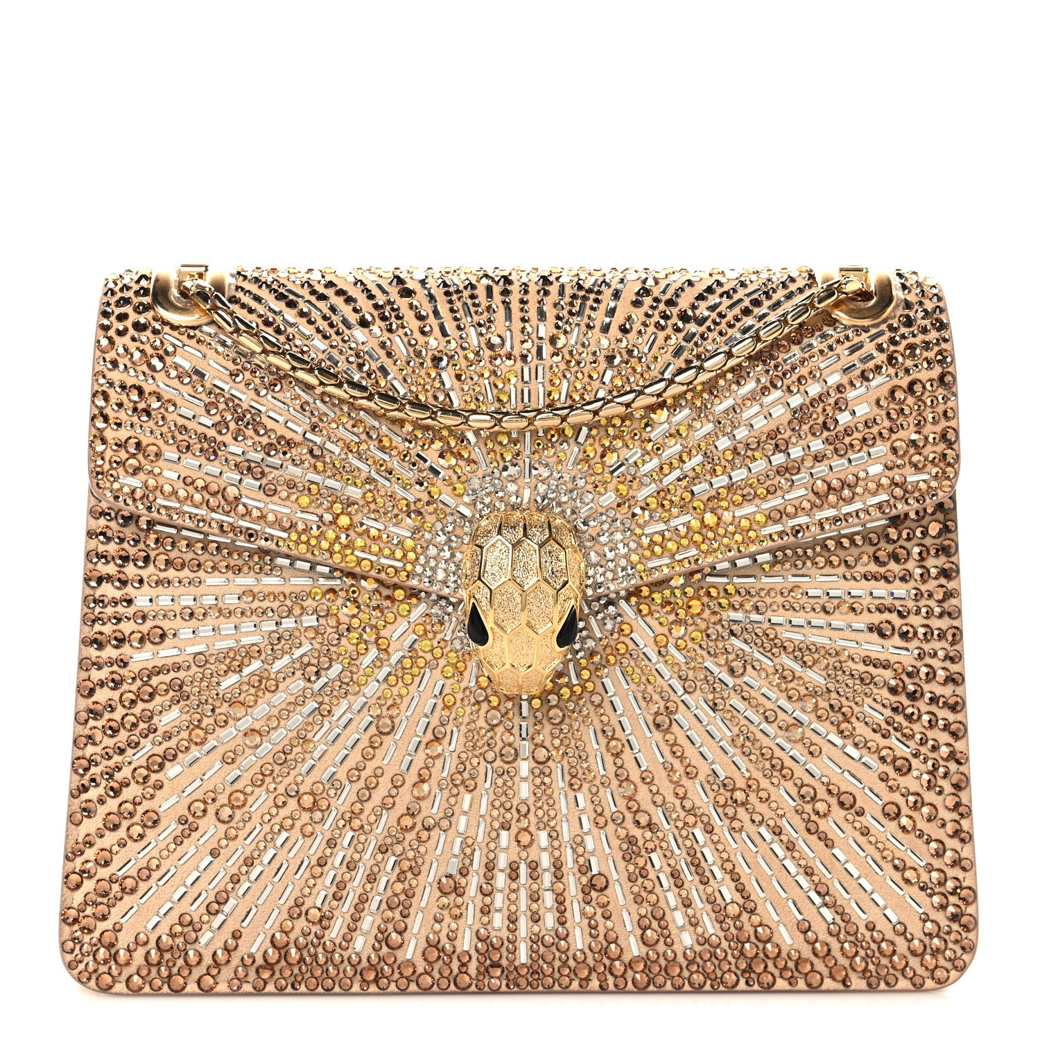 Bulgari Suede Crystal Embellished Serpenti Forever Small Day-to-Night Crossbody Bag Gold Multicolor 1 of 11