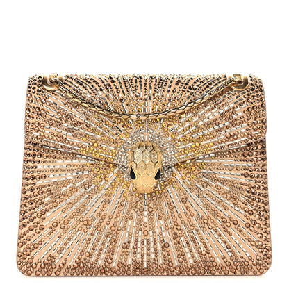Bulgari Suede Crystal Embellished Serpenti Forever Small Day-to-Night Crossbody Bag Gold Multicolor 1 of 11