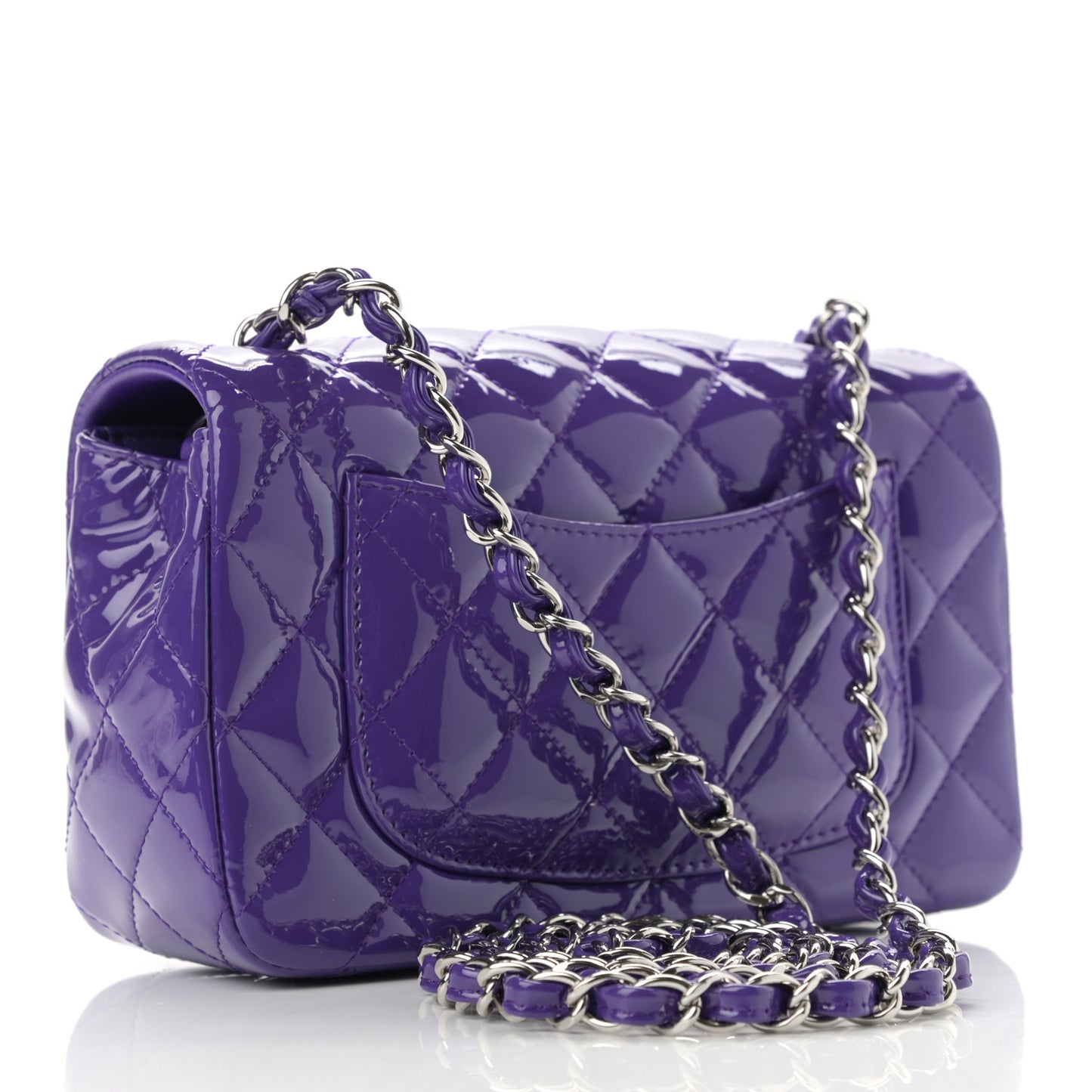 Patent Quilted Mini Rectangular Flap Purple