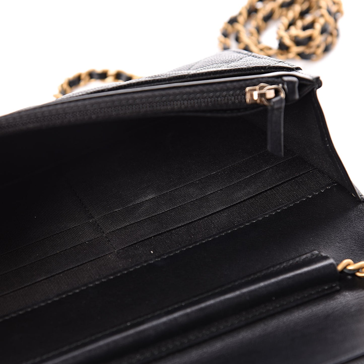 Caviar Quilted CC Filigree Wallet On Chain WOC Black