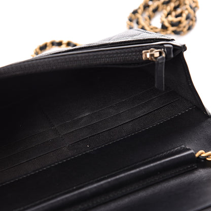 Chanel Caviar Quilted CC Filigree Wallet On Chain WOC Black 11 of 12