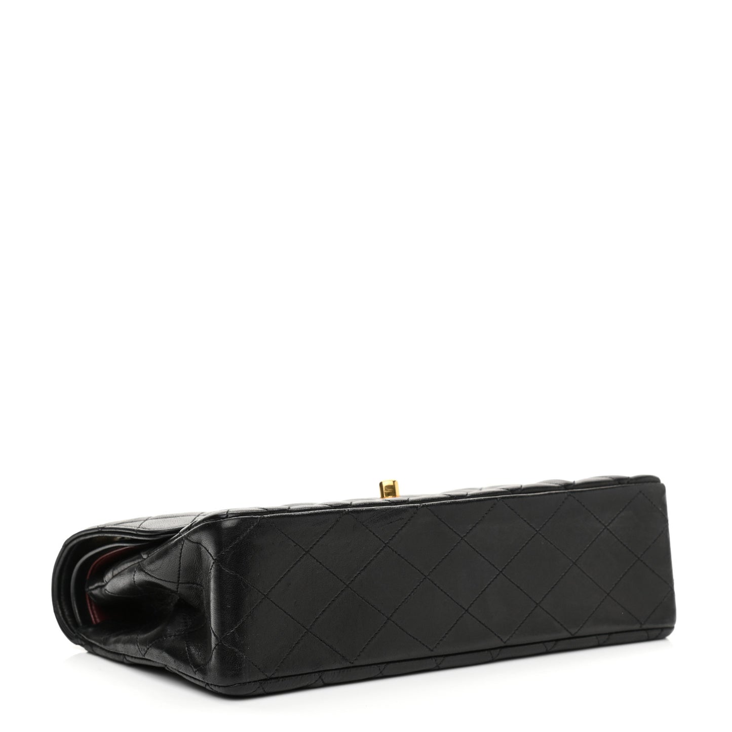 Lambskin Quilted Medium Double Flap Black