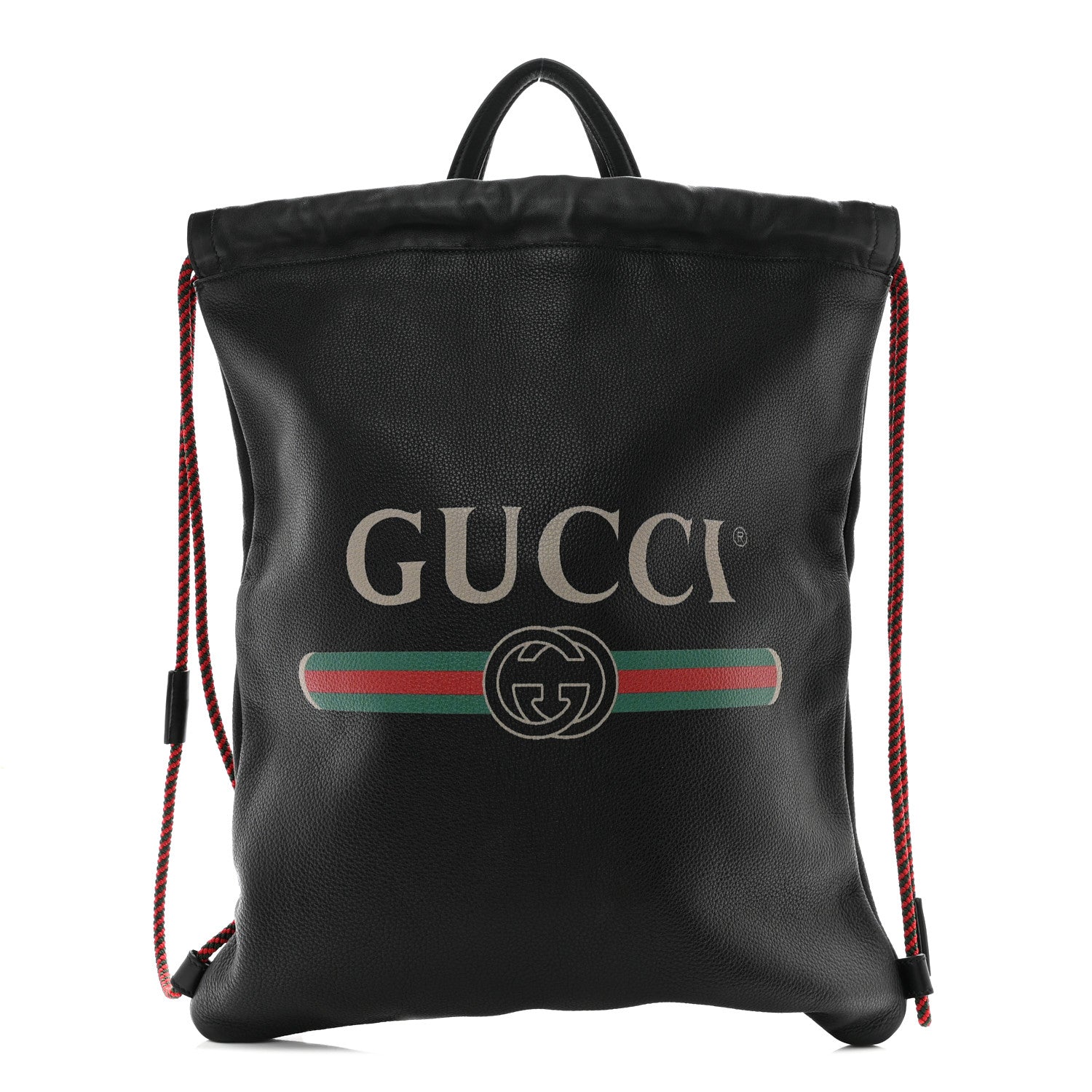 Gucci Calfskin Logo Drawstring Backpack Black 1 of 10