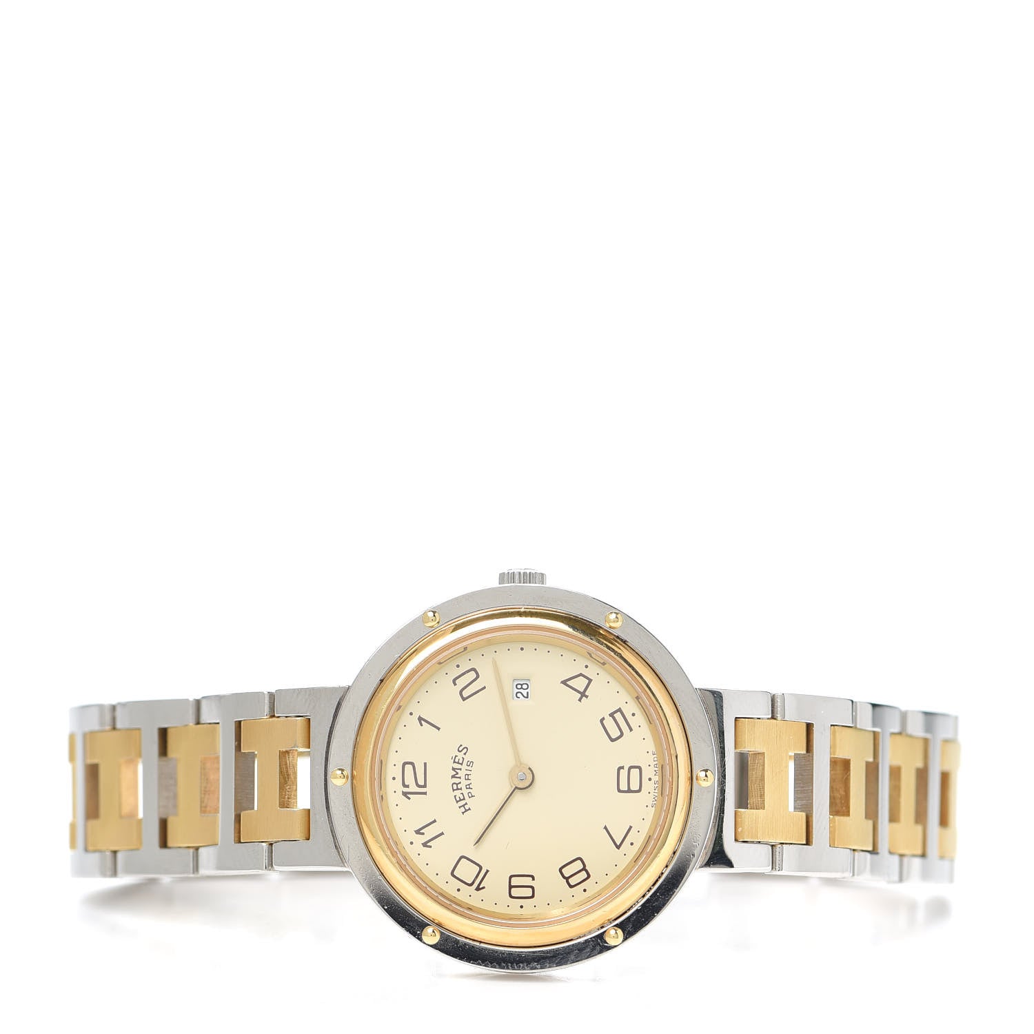 Hermes Stainless Steel 30mm Clipper Quartz Watch Gold 2 of 4