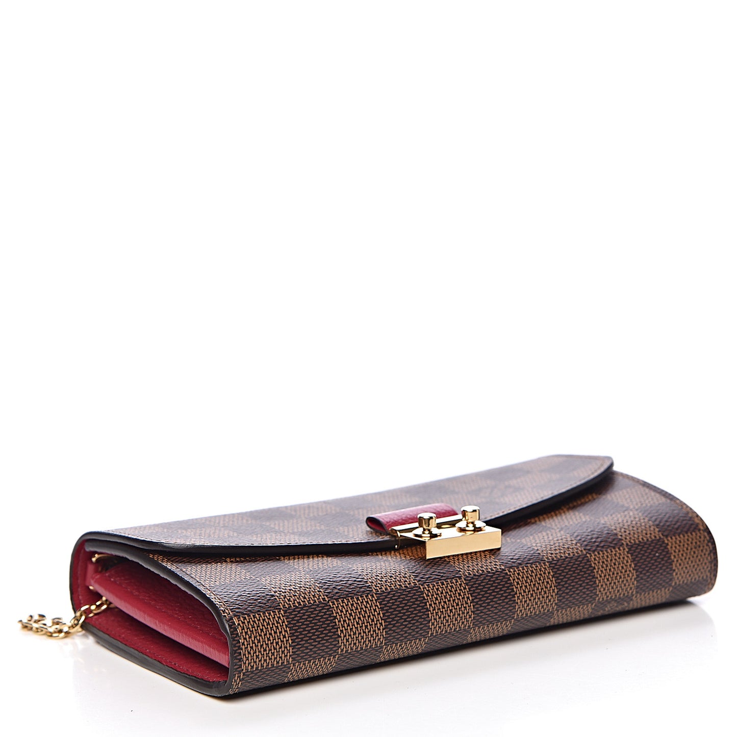 Damier Ebene Croisette Chain Wallet Scarlet
