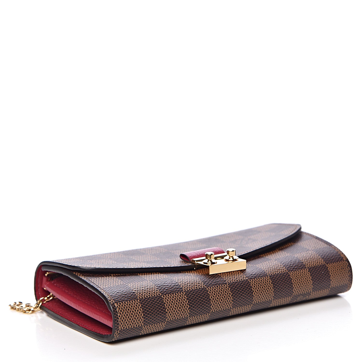 Louis Vuitton Damier Ebene Croisette Chain Wallet Scarlet 4 of 11