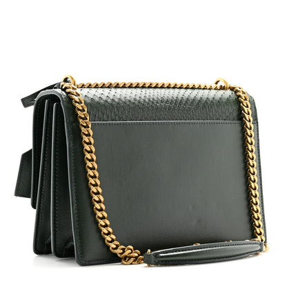 Saint Laurent Calfskin Snakeskin Suede Medium Monogram Sunset Vert Fonce 3 of 11