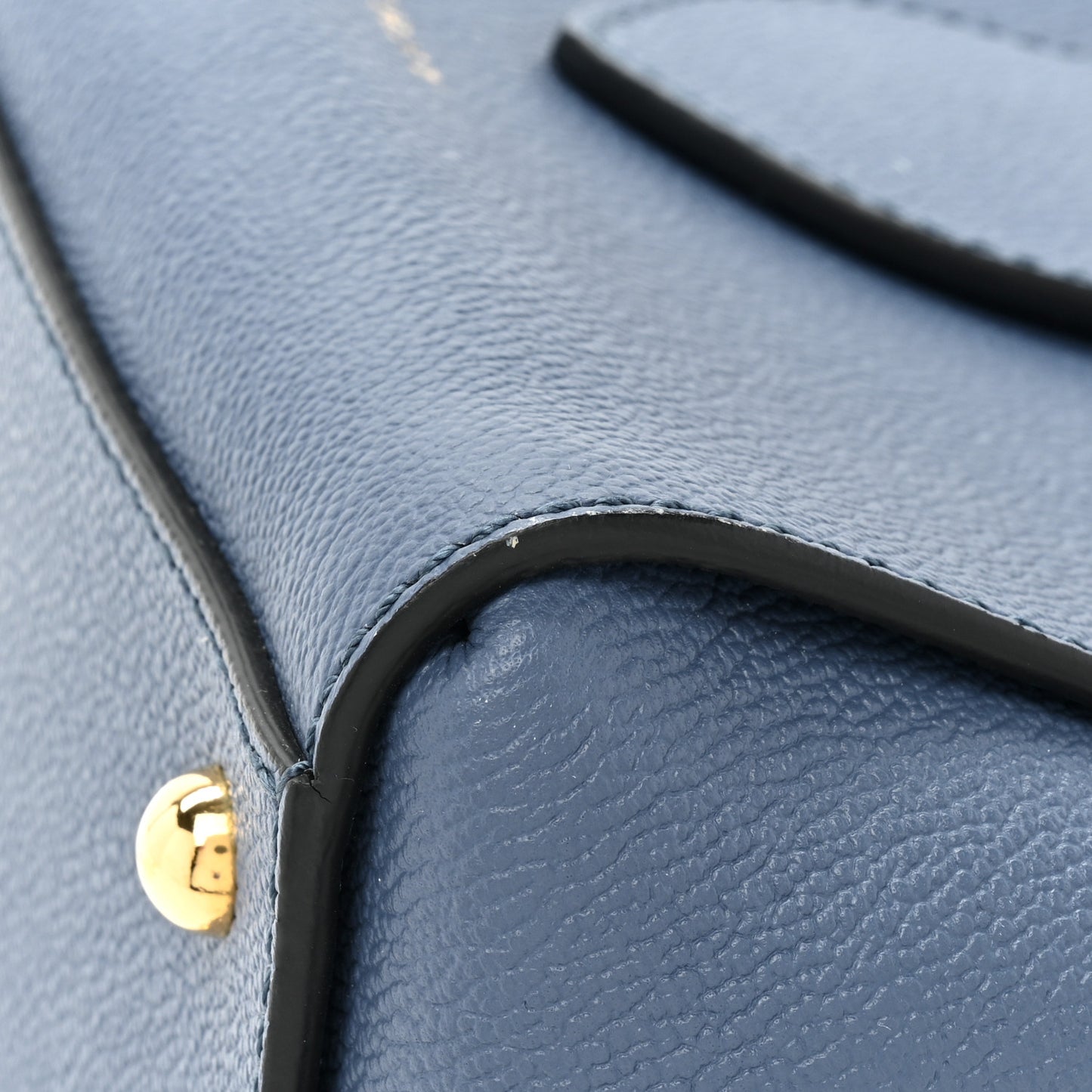 Soft Grain Calfskin Small Buckle Tote Steel Blue