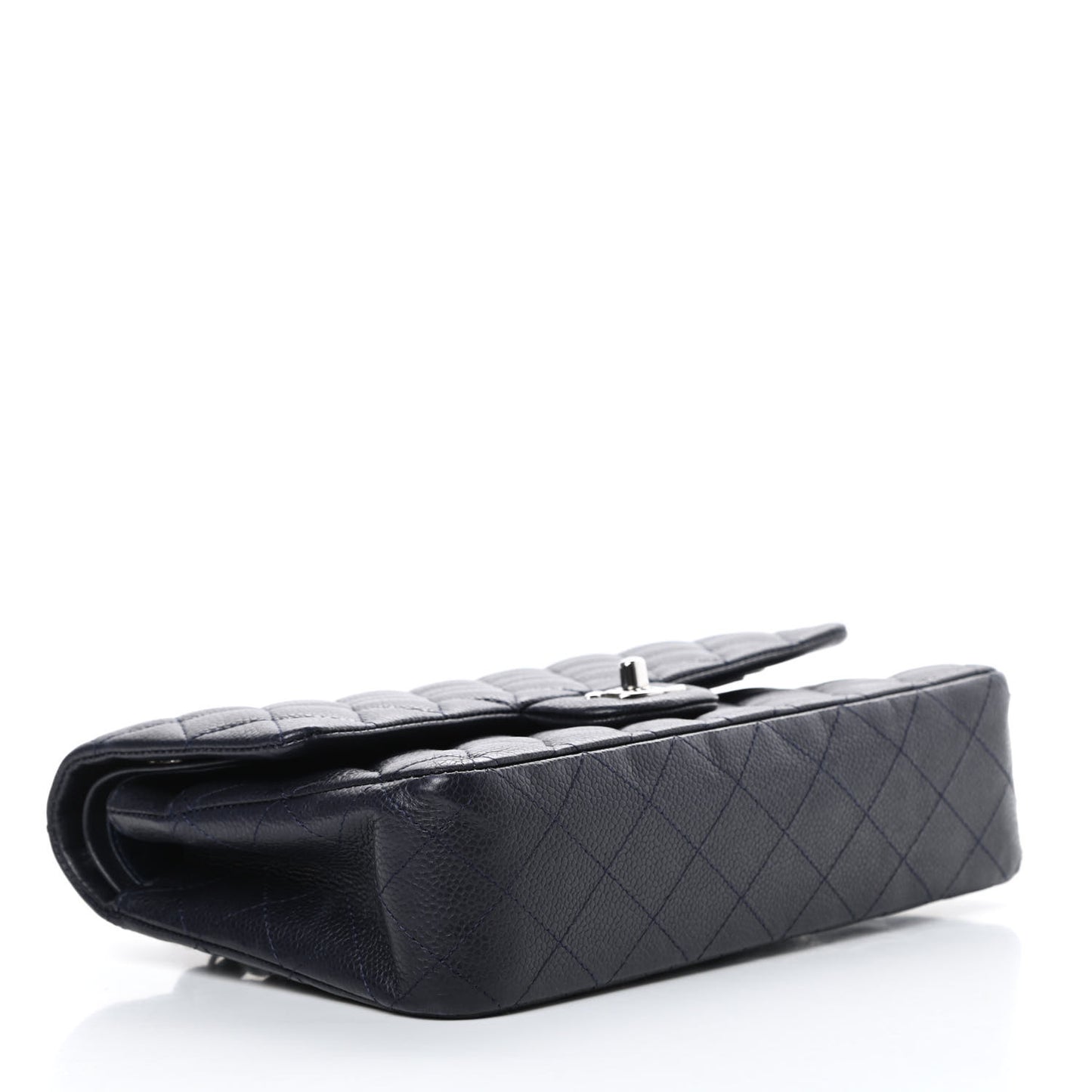 Lambskin Quilted Medium Double Flap Navy