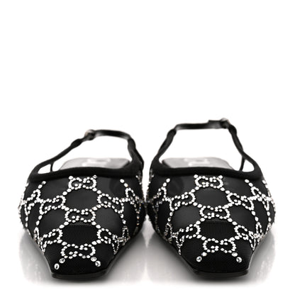 Gucci Tela Retino Kid Scamosciato Crystal GG Monogram Square Demi Ballet Flats  39.5 Black 3 of 12