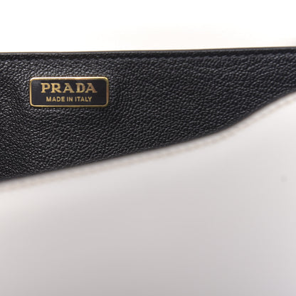 Prada City Calfskin Saffiano Cahier Bag White Black 6 of 9