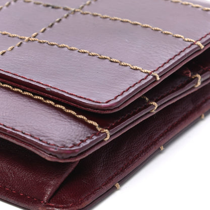 Chanel Calfskin Stitched Square Quilted Wallet On Chain WOC Burgundy 12 of 13