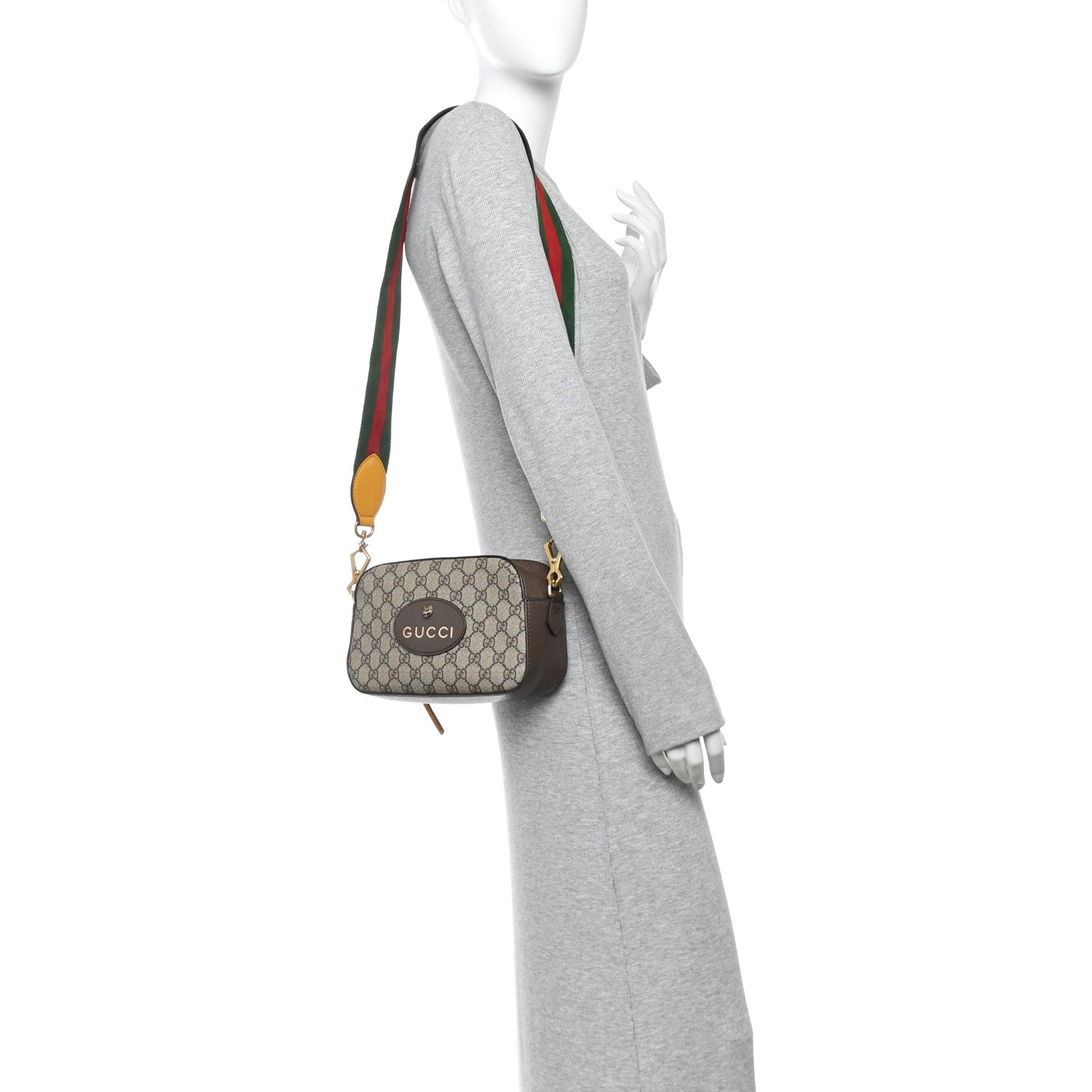 Gucci GG Supreme Monogram Web Neo Vintage Shoulder Bag Beige New Acero Crop 2 of 10