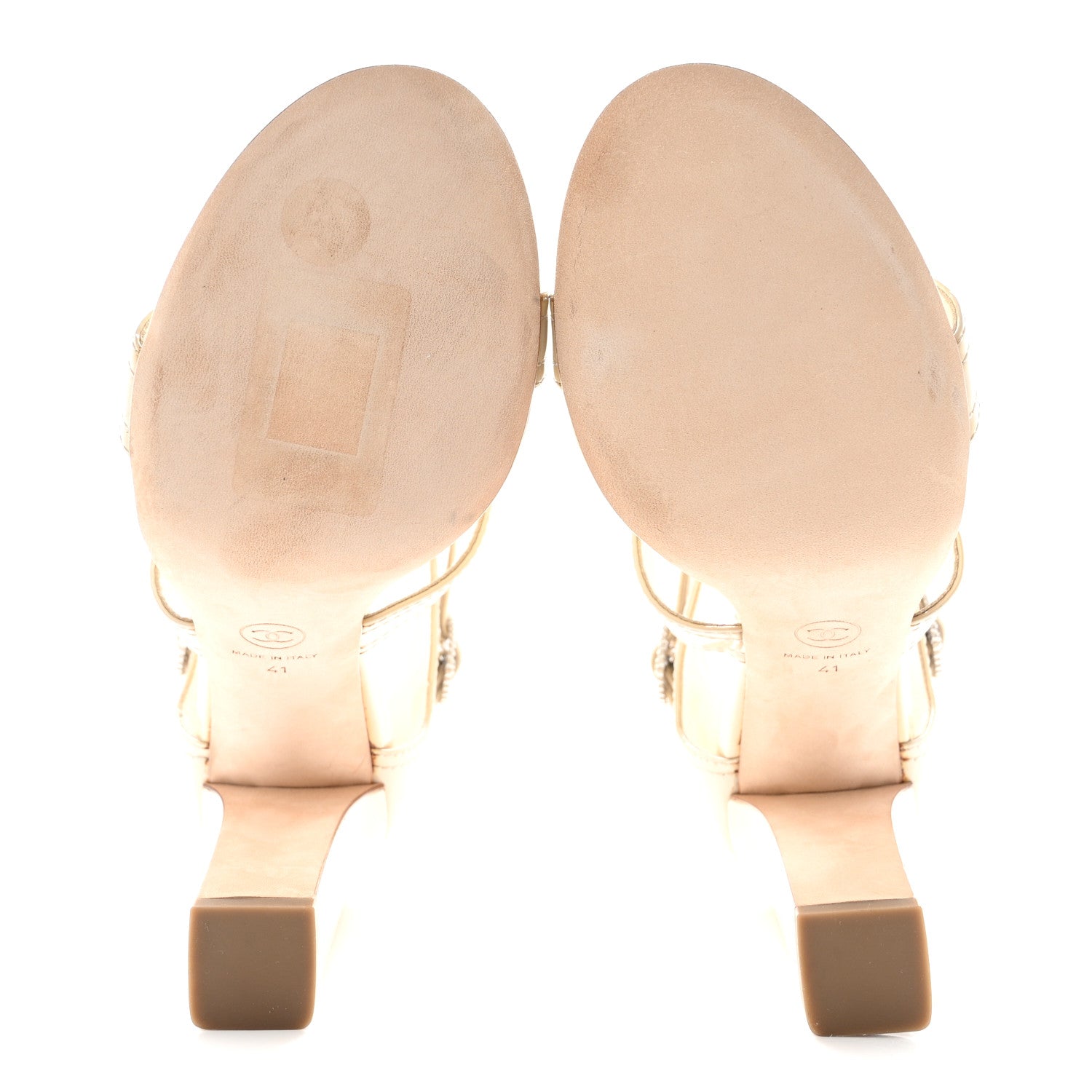 Chanel Patent Crystal CC Sandals 41 Beige Clair 5 of 12