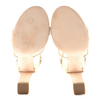 Chanel Patent Crystal CC Sandals 41 Beige Clair 5 of 12