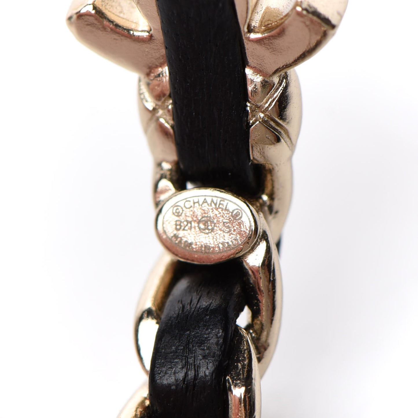 Lambskin CC Turnlock Chain Hoop Earrings Gold Black