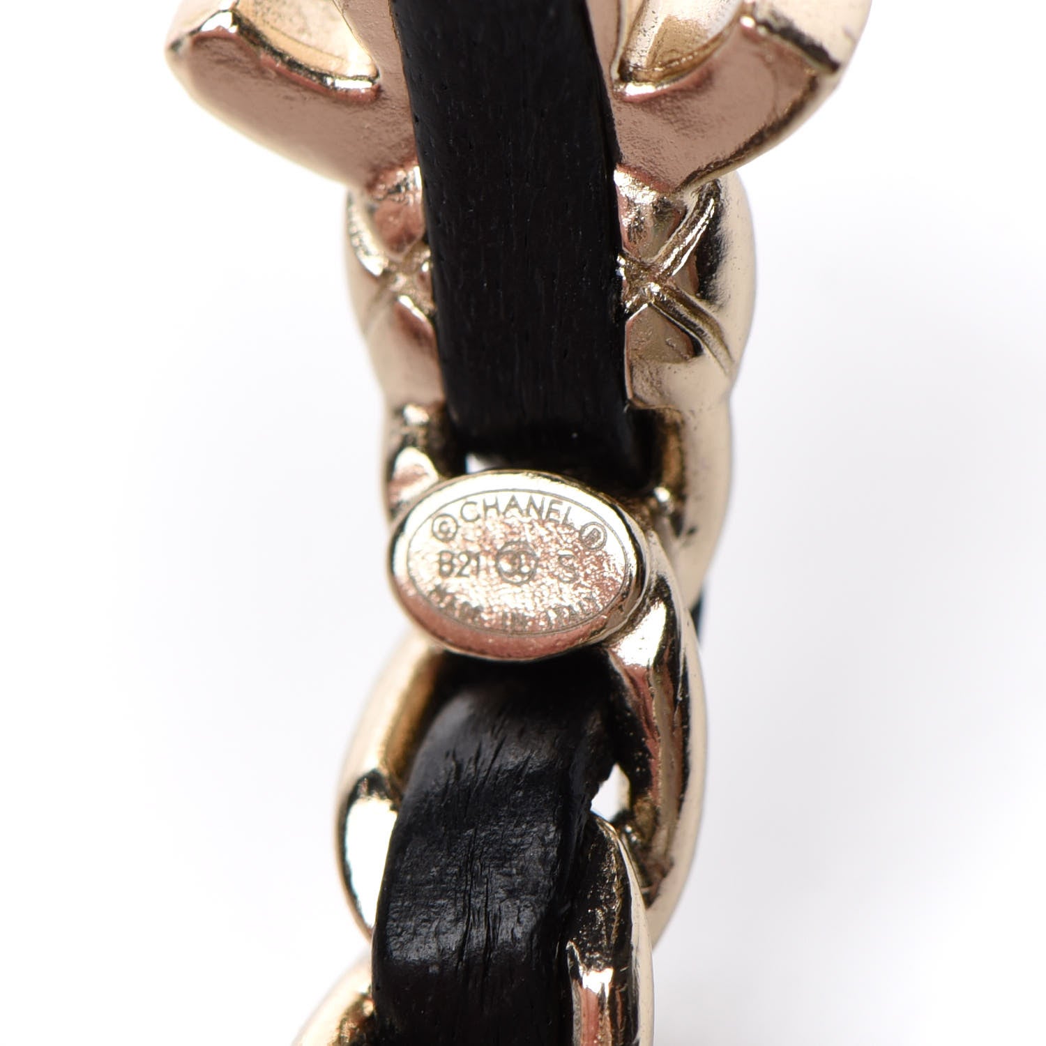 Chanel Lambskin CC Turnlock Chain Hoop Earrings Gold Black 4 of 5