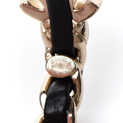 Chanel Lambskin CC Turnlock Chain Hoop Earrings Gold Black 4 of 5