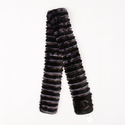 Chanel Orylag Rabbit Fur CC Scarf Black Grey 3 of 4