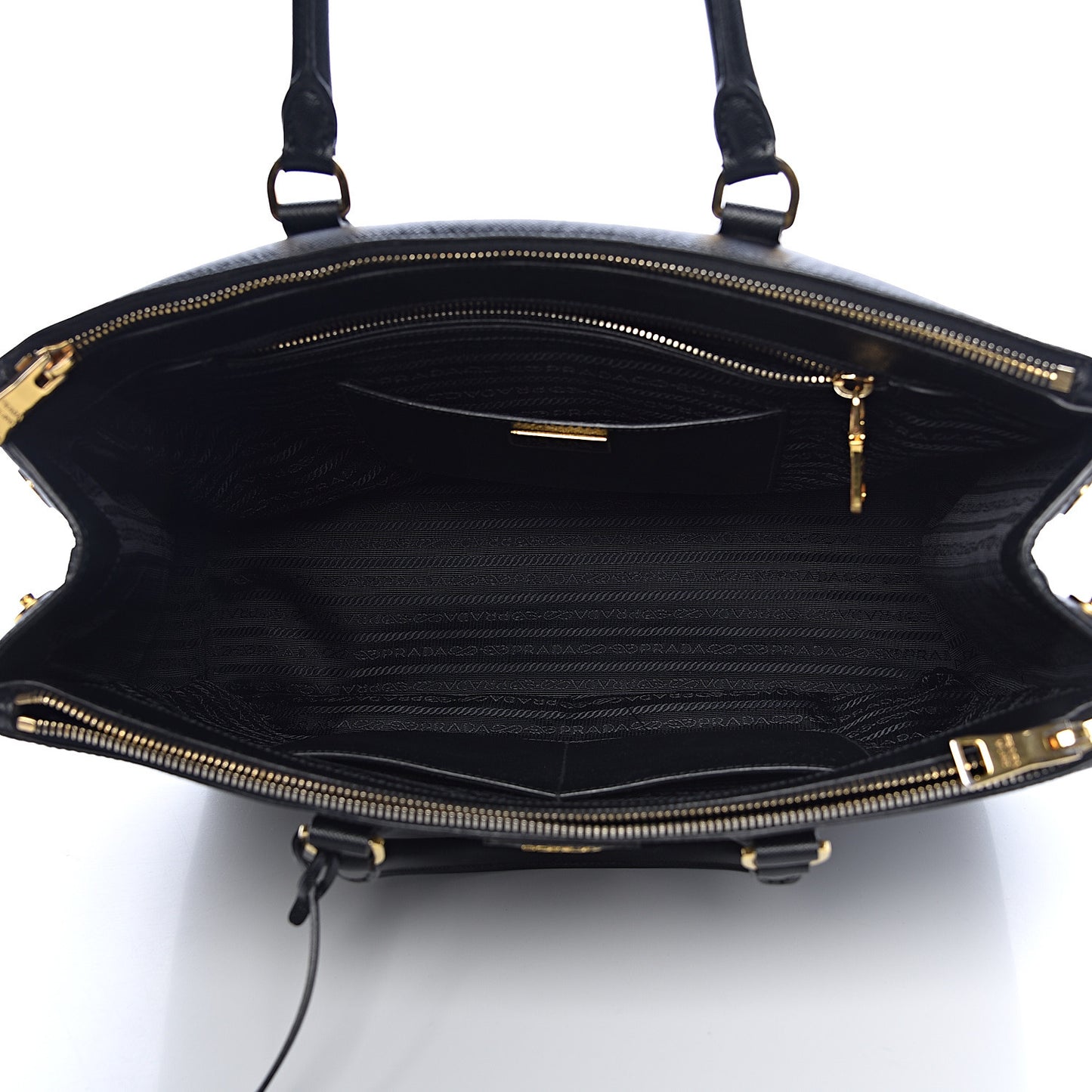 Saffiano Large Galleria Double Zip Tote Black